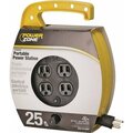 Powerzone Cord Reel, 25 Ft L Cord, 16 Awg Wire, 4 -Socket, 5-15R Nema Socket, 5-15P Nema Plug, 125 V PZ-755